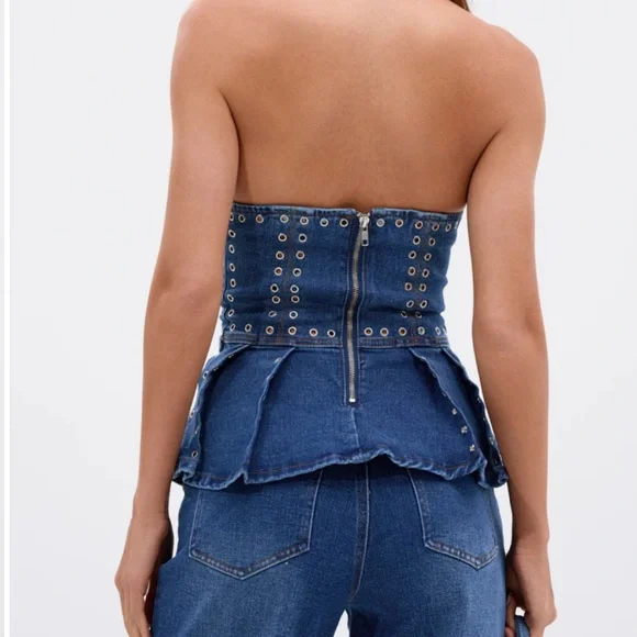 New Akira SOFIA DENIM CORSET WITH GROMMET
